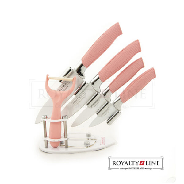Royalty Line RL-CW5STB Σετ 5 Κεραμικά μαχαίρια ροζ & βάση στήριξης